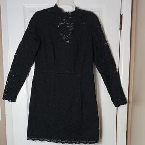 H&M Black Lace Cocktail Dress with Open Back Size 12
